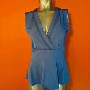 NWT Sleeveless Navy Peplum Blouse Small